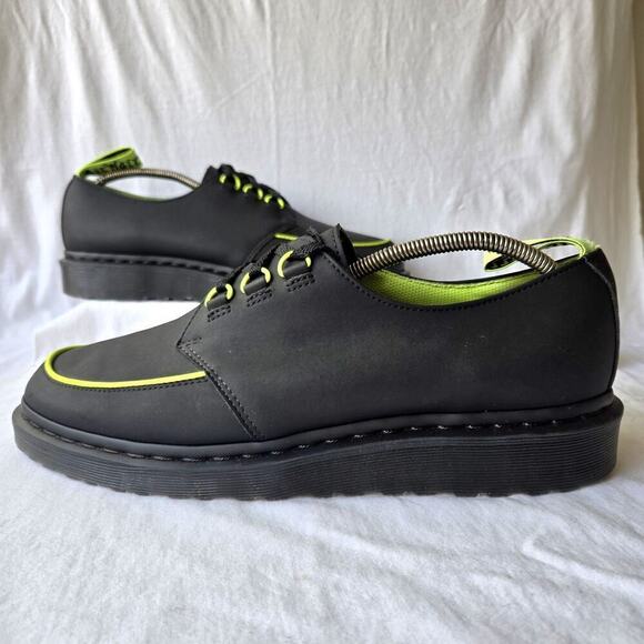 Dr Martens Ramsey Alt Creeper Men\'s Leather Oxfords Black/Neon Green Size 12 main image 8